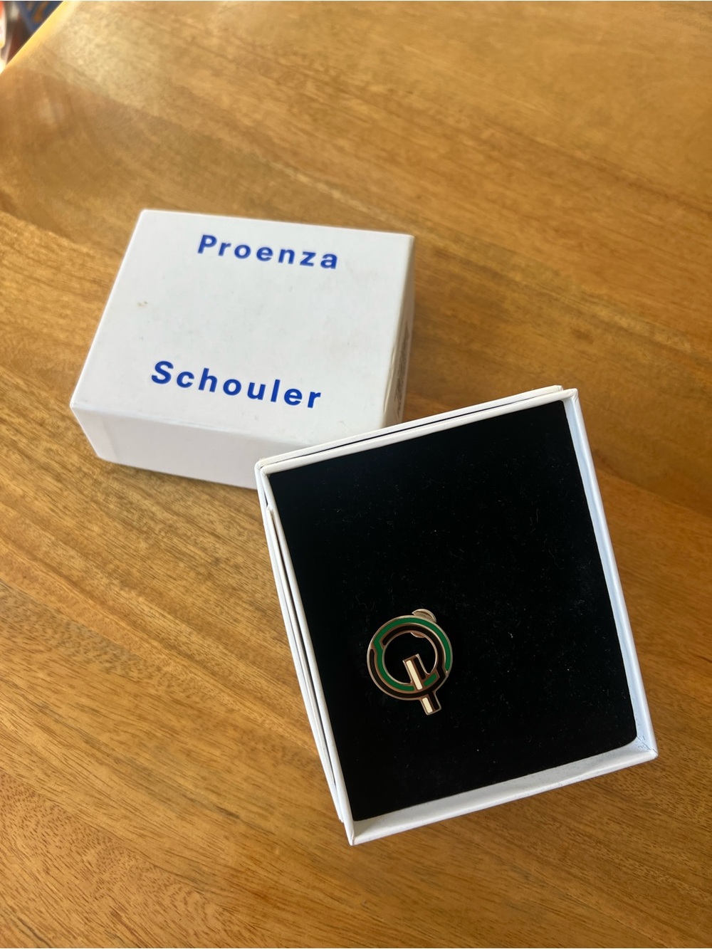 Proenza Schouler Q Enamel Letter Pin • Unused in Original Box